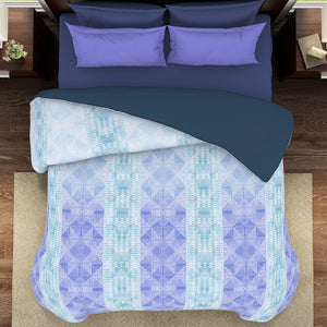Geometric Nile Blue - Aqua 100% Cotton Shell Double Quilt / AC Comforter - Geostance By Spaces