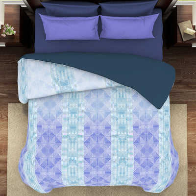 Geometric Nile Blue - Aqua 100% Cotton Shell Double Quilt / AC Comforter - Geostance By Spaces