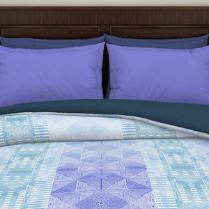 Geometric Nile Blue - Aqua 100% Cotton Shell Double Quilt / AC Comforter - Geostance By Spaces