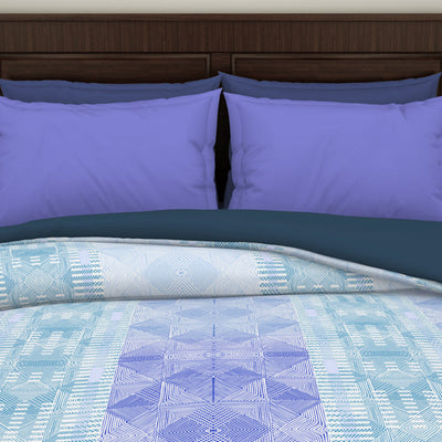 Geometric Nile Blue - Aqua 100% Cotton Shell Double Quilt / AC Comforter - Geostance By Spaces