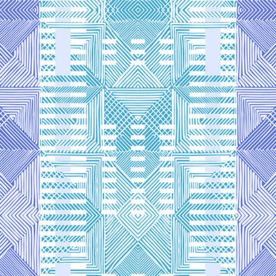 Geometric Nile Blue - Aqua 100% Cotton Shell Double Quilt / AC Comforter - Geostance By Spaces