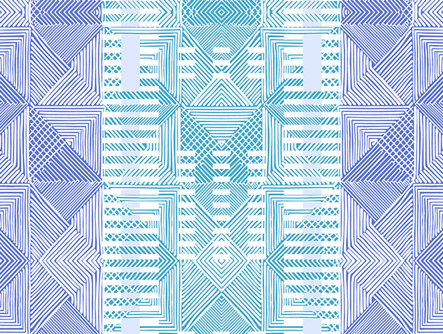 Geometric Nile Blue - Aqua 100% Cotton Shell Double Quilt / AC Comforter - Geostance By Spaces