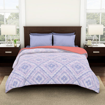 Geometric Cosmic Sky - Light Violet 100% Cotton Shell Double Quilt / AC Comforter - Geostance By Spaces