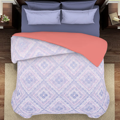 Geometric Cosmic Sky - Light Violet 100% Cotton Shell Double Quilt / AC Comforter - Geostance By Spaces