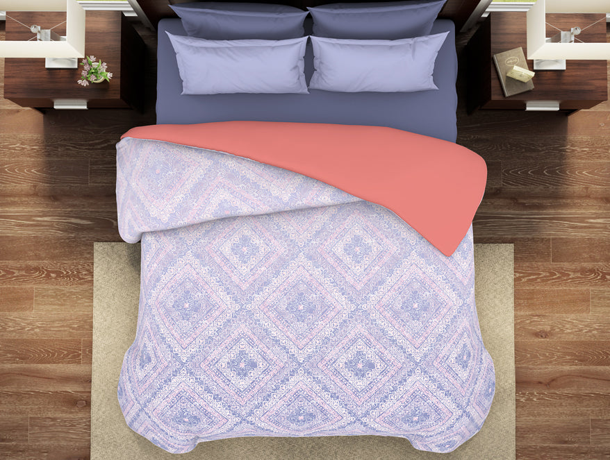 Geometric Cosmic Sky - Light Violet 100% Cotton Shell Double Quilt / AC Comforter - Geostance By Spaces