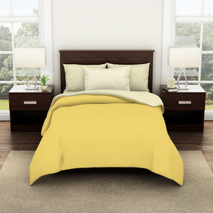 Solid Yellow/Ivory 100% Cotton Shell Single Quilt / AC Comforter - Essentials Solid By Spaces