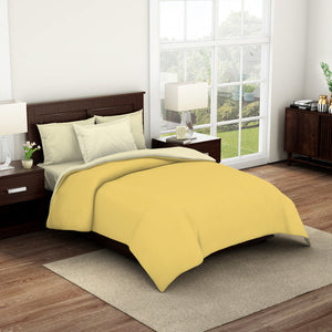 Solid Yellow/Ivory 100% Cotton Shell Single Quilt / AC Comforter - Essentials Solid By Spaces