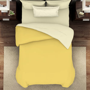 Solid Yellow/Ivory 100% Cotton Shell Single Quilt / AC Comforter - Essentials Solid By Spaces
