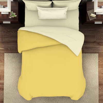Solid Yellow/Ivory 100% Cotton Shell Single Quilt / AC Comforter - Essentials Solid By Spaces