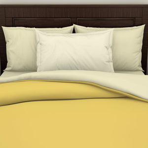 Solid Yellow/Ivory 100% Cotton Shell Single Quilt / AC Comforter - Essentials Solid By Spaces