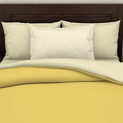 Solid Yellow/Ivory 100% Cotton Shell Single Quilt / AC Comforter - Essentials Solid By Spaces