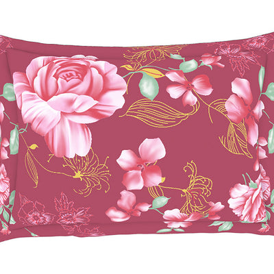 Floral Strawberry - Light Pink 100% Cotton King Fitted Sheet - Atrium Kitting By Spaces