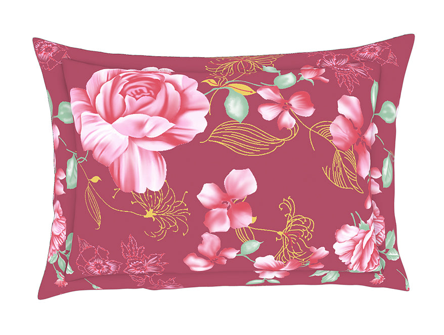 Floral Strawberry - Light Pink 100% Cotton King Fitted Sheet - Atrium Kitting By Spaces