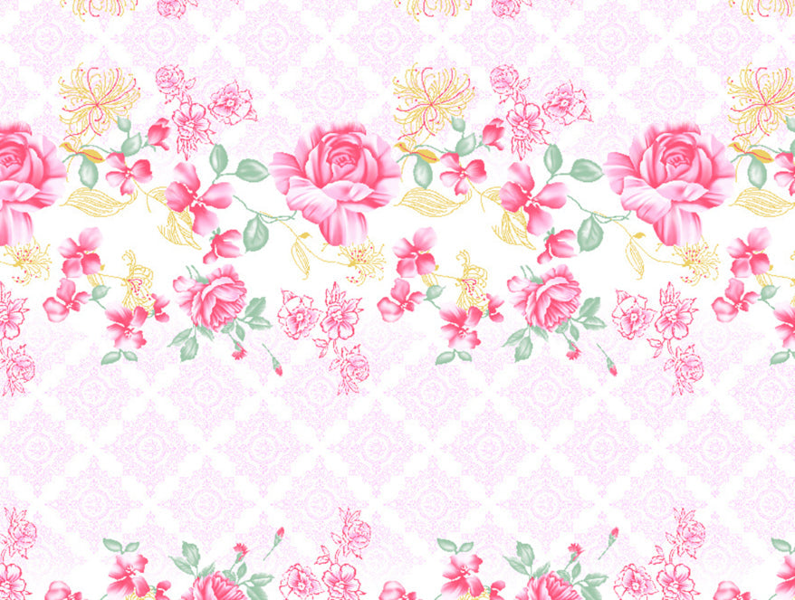 Floral Strawberry - Light Pink 100% Cotton King Fitted Sheet - Atrium Kitting By Spaces