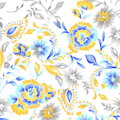 Floral Windsurfer - Light Blue 100% Cotton Queen Fitted Sheet - Atrium Kitting By Spaces
