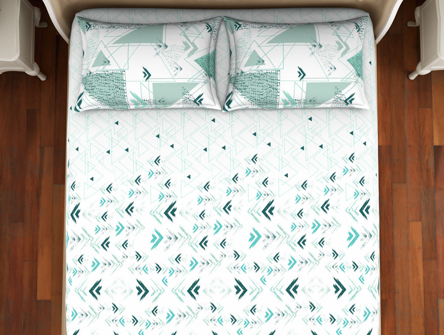Geometric Tibetan Stone Geometric King Size Bedsheet - Anti Bacterial By Welspun