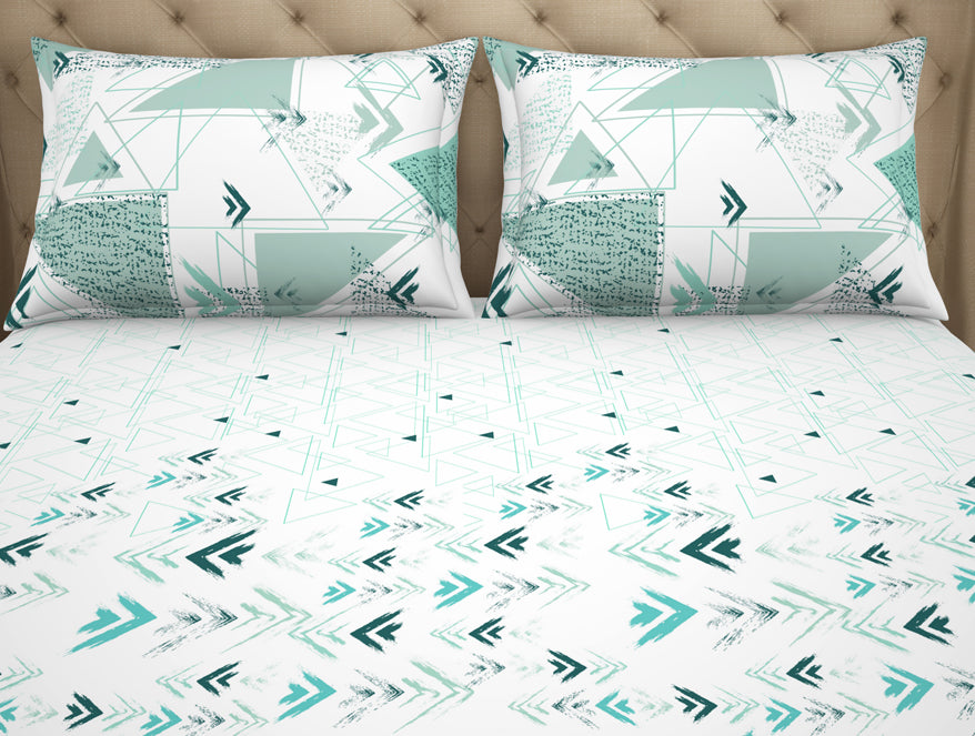 Geometric Tibetan Stone Geometric King Size Bedsheet - Anti Bacterial By Welspun