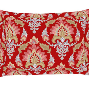 Ornate Poppy Red - Red 100% Cotton Single Bedsheet - Atrium Ecom By Spaces