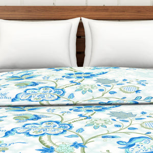 Floral Blue 100% Cotton Shell Double Quilt / AC Comforter - Atrium By Spaces