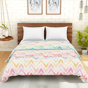 Floral Blue 100% Cotton Shell Double Quilt / AC Comforter - Atrium By Spaces