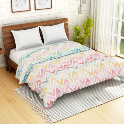 Floral Blue 100% Cotton Shell Double Quilt / AC Comforter - Atrium By Spaces