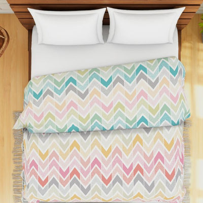 Floral Blue 100% Cotton Shell Double Quilt / AC Comforter - Atrium By Spaces
