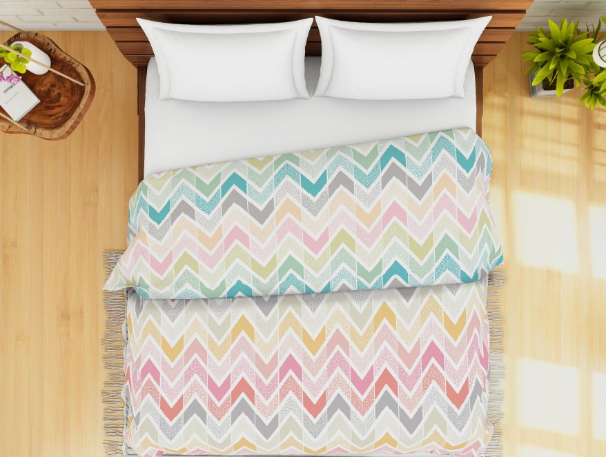 Floral Blue 100% Cotton Shell Double Quilt / AC Comforter - Atrium By Spaces