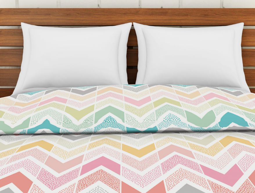 Floral Blue 100% Cotton Shell Double Quilt / AC Comforter - Atrium By Spaces