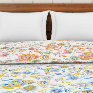 Floral Blue 100% Cotton Shell Double Quilt / AC Comforter - Atrium By Spaces