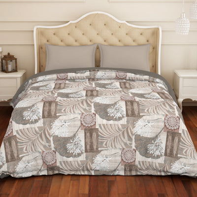 Floral Blue 100% Cotton Shell Double Quilt / AC Comforter - Atrium By Spaces