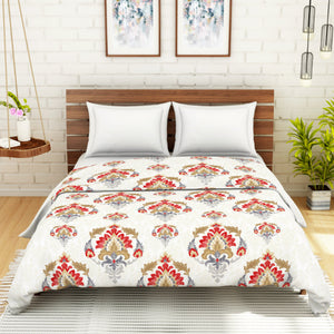 Floral Blue 100% Cotton Shell Double Quilt / AC Comforter - Atrium By Spaces