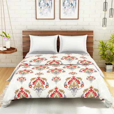 Floral Blue 100% Cotton Shell Double Quilt / AC Comforter - Atrium By Spaces