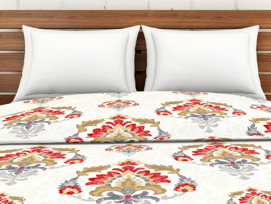 Floral Blue 100% Cotton Shell Double Quilt / AC Comforter - Atrium By Spaces