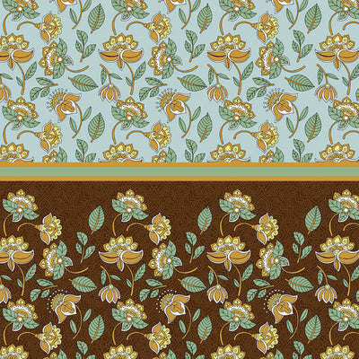Floral Sea Green - Green 100% Cotton King Fitted Sheet - Atrium Plus Ecom By Spaces