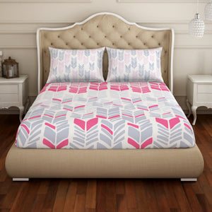 Geometric Pink 100% Cotton King Fitted Sheet - Atrium Plus Ecom By Spaces