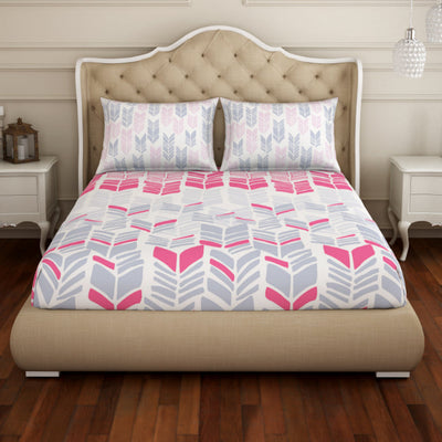 Geometric Pink 100% Cotton King Fitted Sheet - Atrium Plus Ecom By Spaces