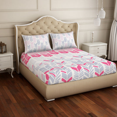 Geometric Pink 100% Cotton King Fitted Sheet - Atrium Plus Ecom By Spaces