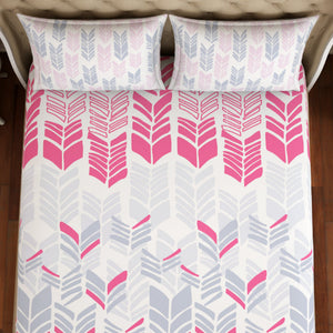 Geometric Pink 100% Cotton King Fitted Sheet - Atrium Plus Ecom By Spaces
