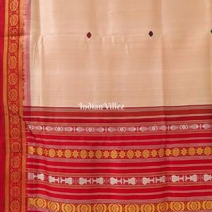 Peach Single  Butta design Odisha Ikat Khandua Silk Saree