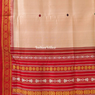 Peach Single  Butta design Odisha Ikat Khandua Silk Saree