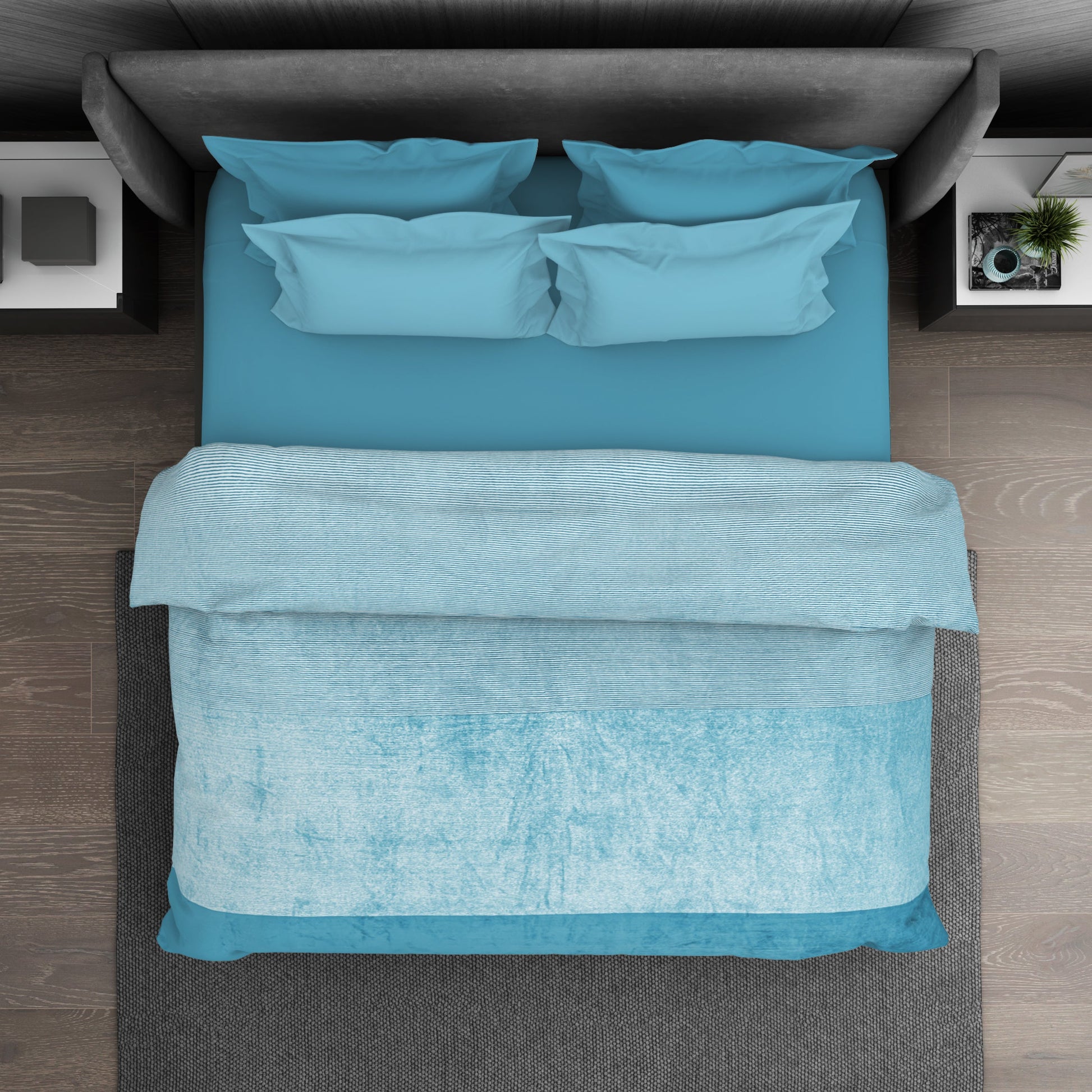 Stripe-Solid Light Blue Blanket Mink - Eden By Spaces