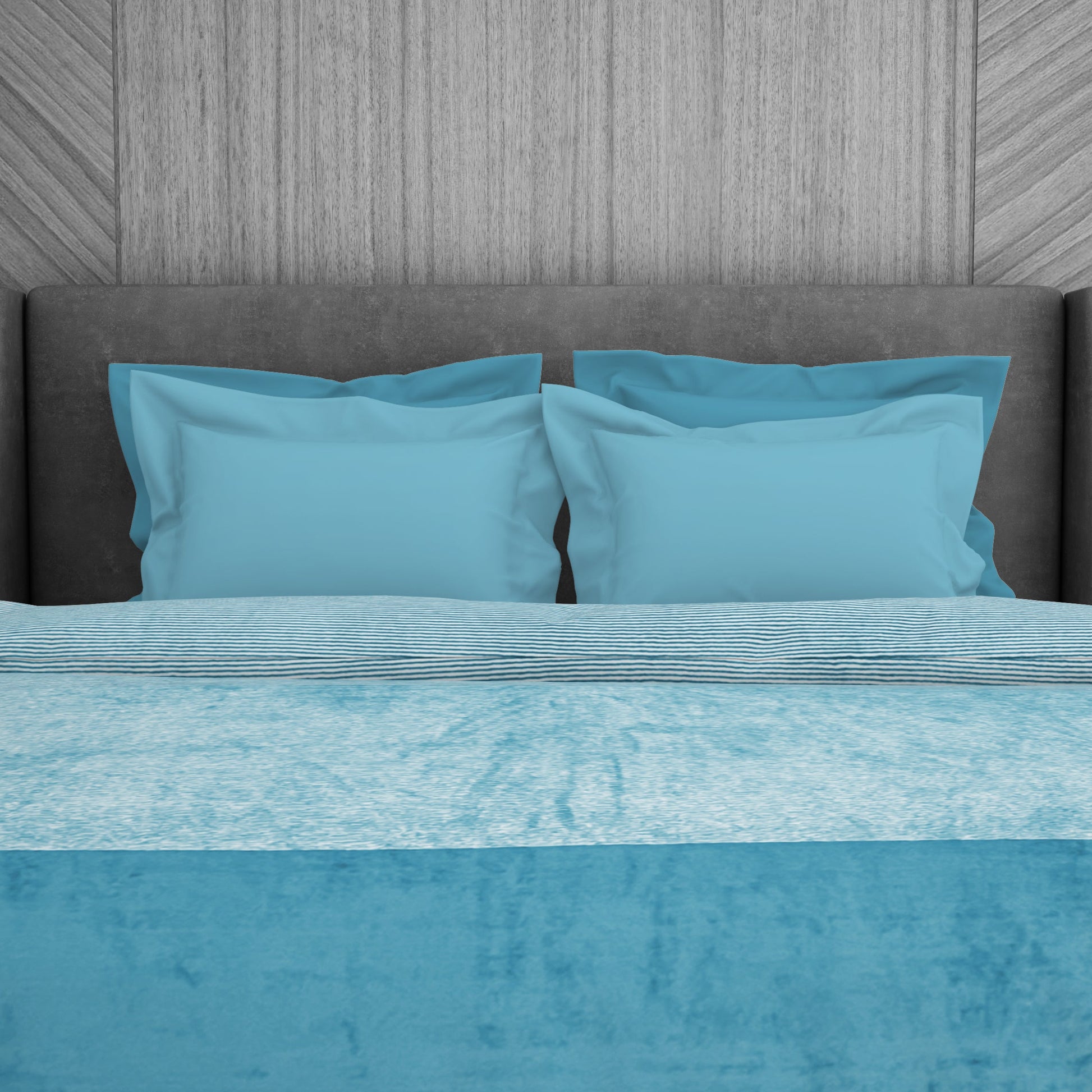 Stripe-Solid Light Blue Blanket Mink - Eden By Spaces