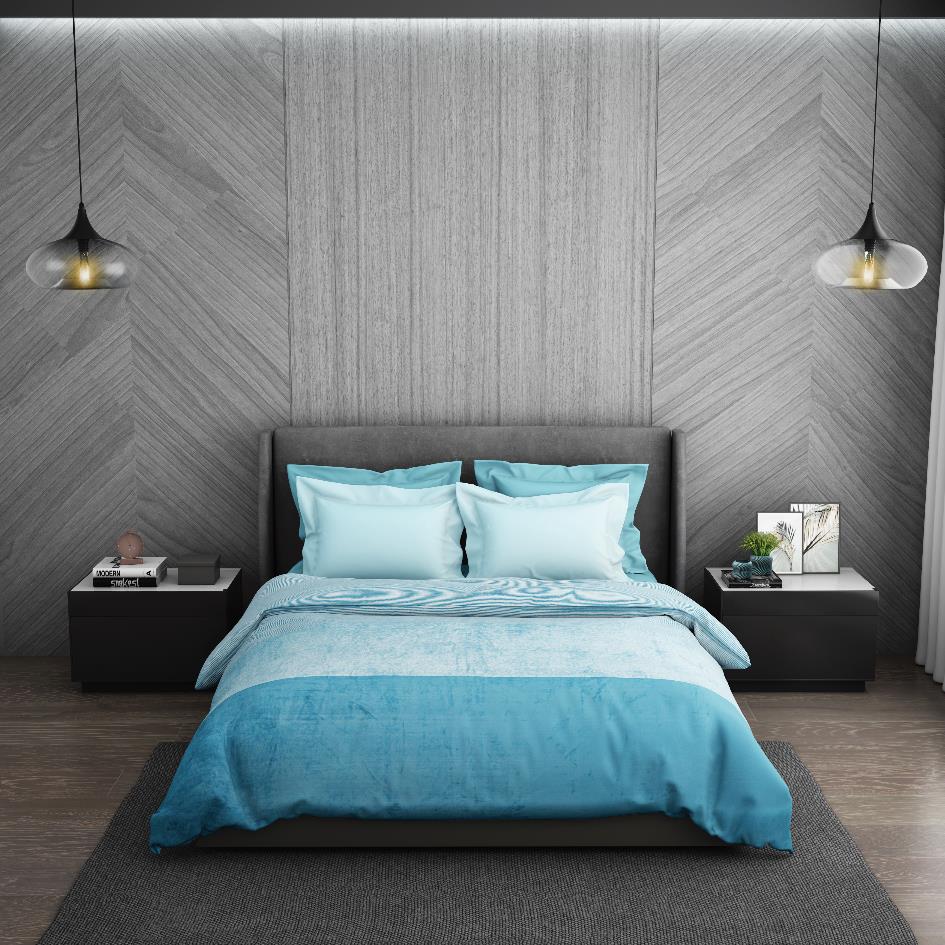 Stripe-Solid Light Blue Blanket Mink - Eden By Spaces
