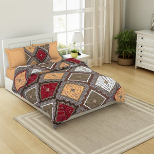 Red-Brown Microfiber Single Bedsheet - Shimmer By Welspun