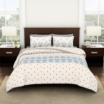 Ornate Eggnog - Cream Viscose Cotton Double Bedsheet - Reagalis By Spaces