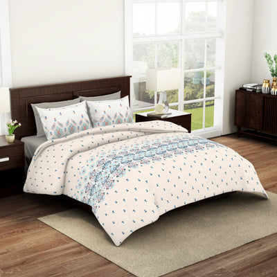 Ornate Eggnog - Cream Viscose Cotton Double Bedsheet - Reagalis By Spaces