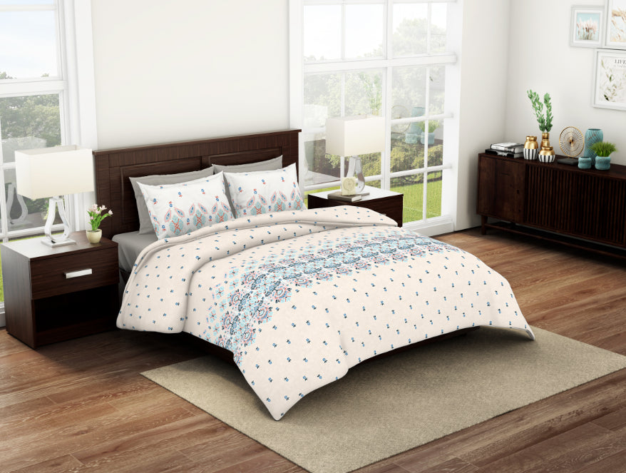 Ornate Eggnog - Cream Viscose Cotton Double Bedsheet - Reagalis By Spaces