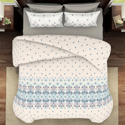 Ornate Eggnog - Cream Viscose Cotton Double Bedsheet - Reagalis By Spaces