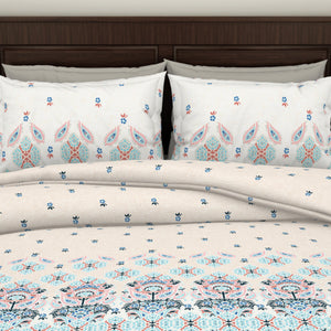 Ornate Eggnog - Cream Viscose Cotton Double Bedsheet - Reagalis By Spaces