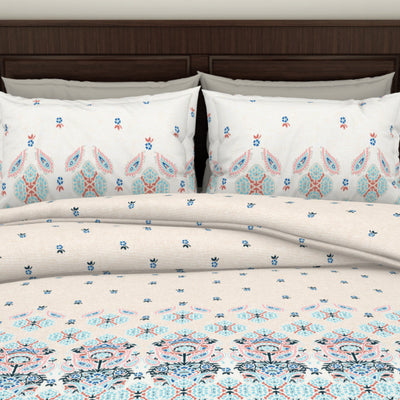 Ornate Eggnog - Cream Viscose Cotton Double Bedsheet - Reagalis By Spaces